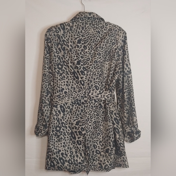 Dana Buchman Leopard Print Trench Peacoat Jacket, Size L - Picture 3 of 3